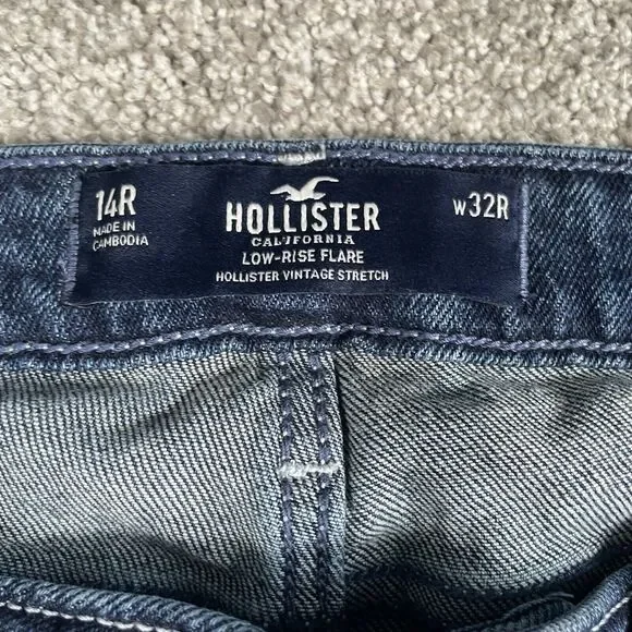 Hollister Low Rise Flare Vintage Stretch Womens Jeans Denim Dark Wash Size 14R - Picture 4 of 9